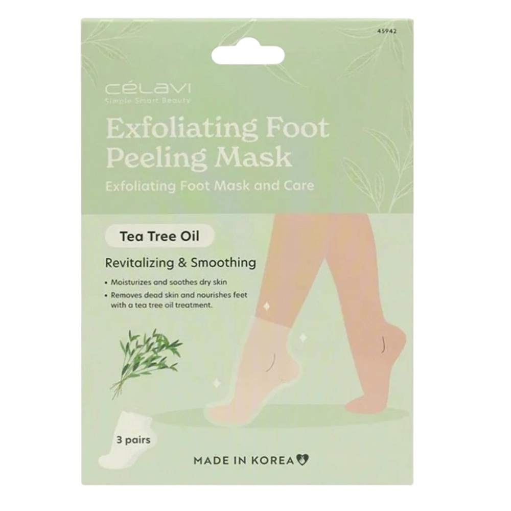 Celavi Tea Tree Oil Exfoliating Hydrating 3 Pack Foot Mask for Three Treatments
